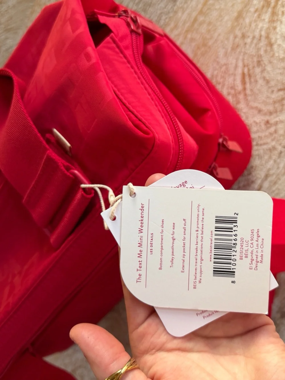 BEIS X Lonely Ghost The Text Me Mini Weekender NWT - Picture 8 of 14